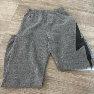 Aviator Nation Gray Kids Sweatpants with Black Lightning Bolt